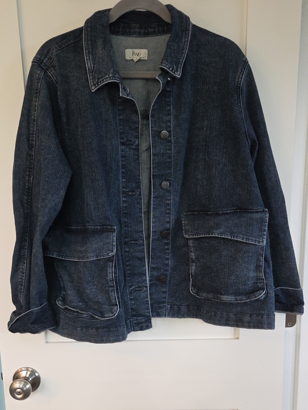 ME Relaxed Dark Blue Denim Shirt Jacket with Patch Pockets